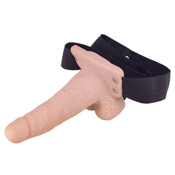 Erection Assistant Hollow Vibrating StrapOn 6 inch Flesh Pink