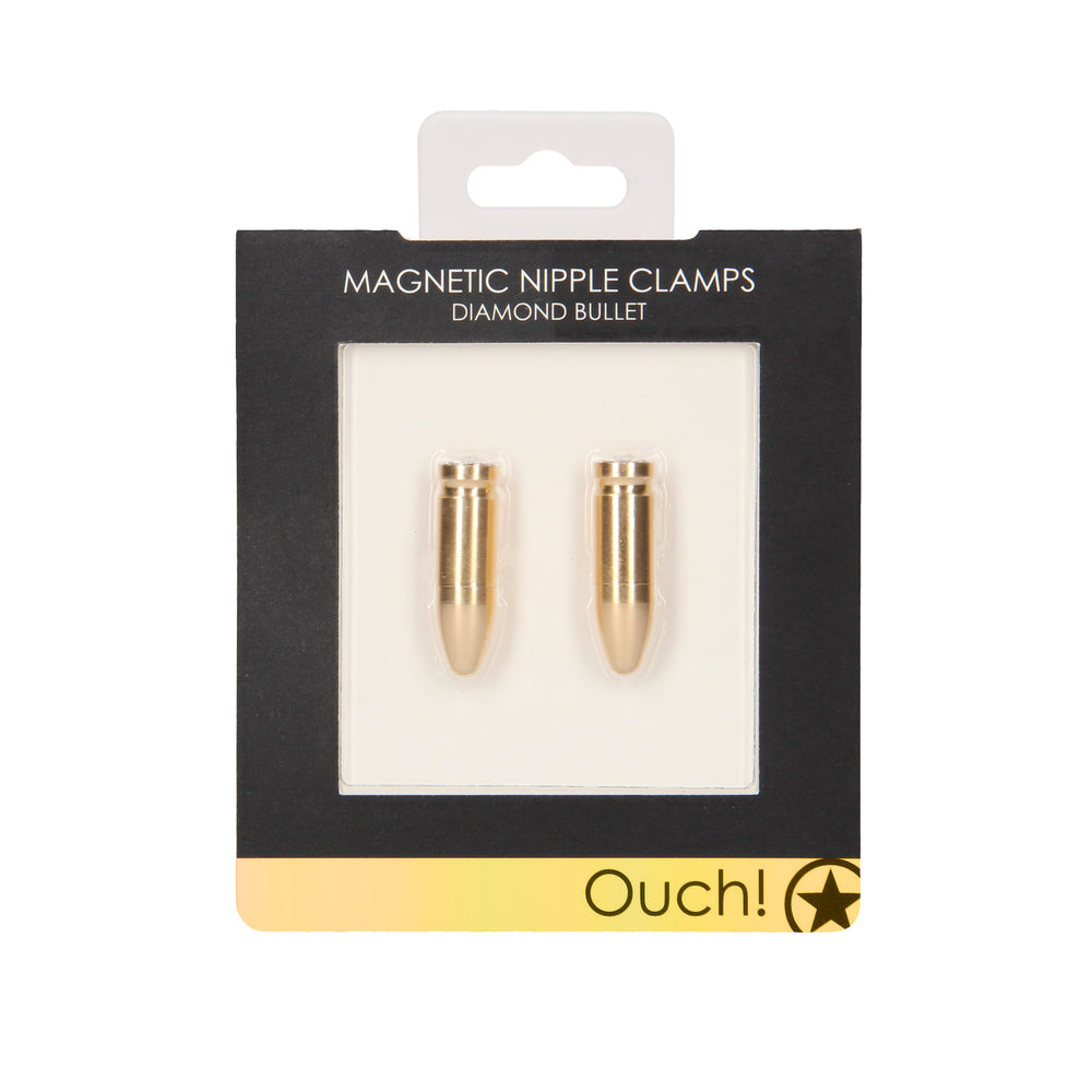 Ouch Magnetic Nipple Clamps Diamond Bullet Gold